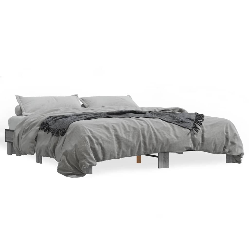 vidaXL Πλαίσιο Κρεβατιού Γκρι Sonoma 200x200 εκ. Επεξ. Ξύλο & Μέταλλο