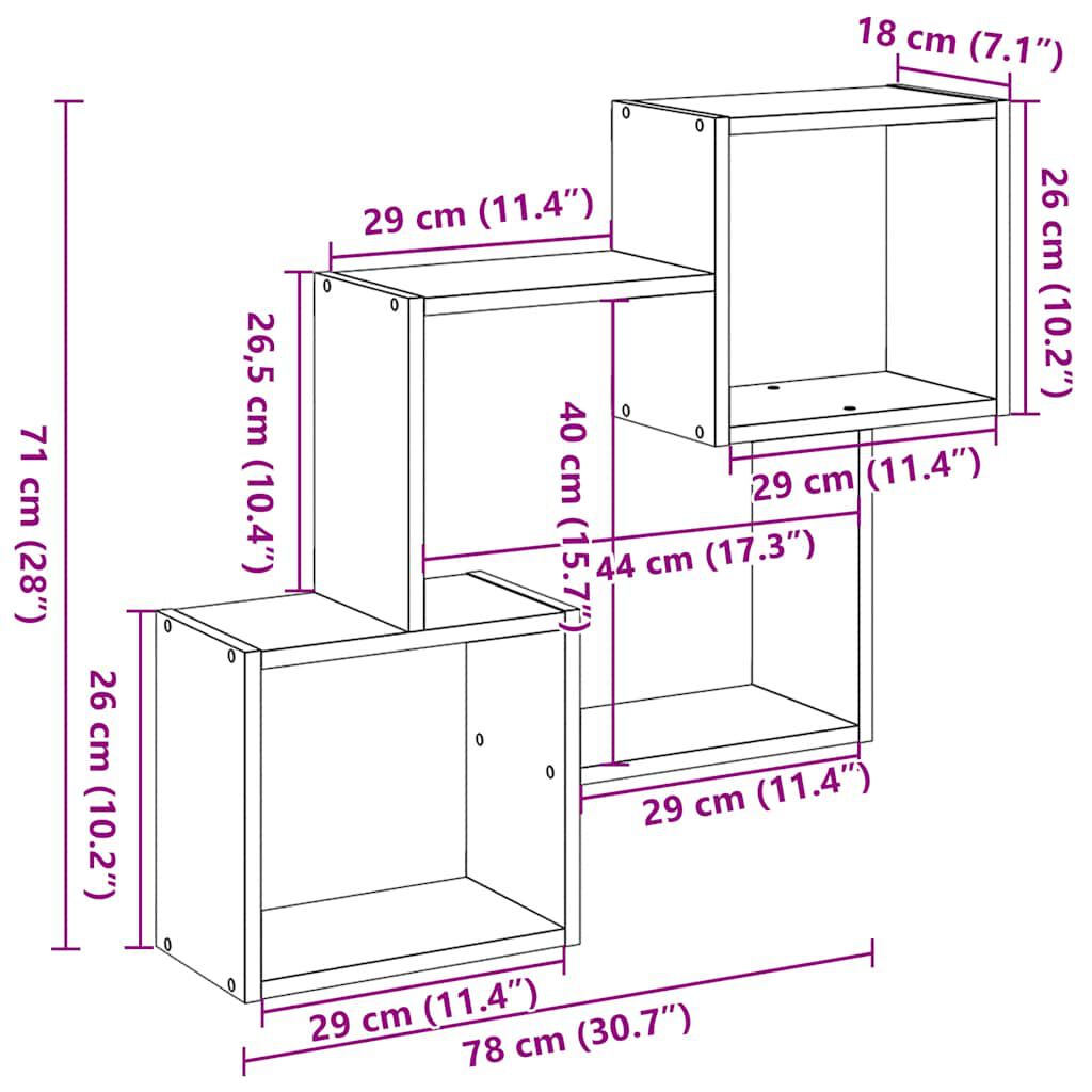 vidaXL Ντουλάπι Τοίχου Μαύρο 78x18x71 εκ. από Επεξεργασμένο Ξύλο