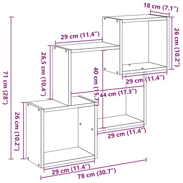 vidaXL Ντουλάπι Τοίχου Μαύρο 78x18x71 εκ. από Επεξεργασμένο Ξύλο