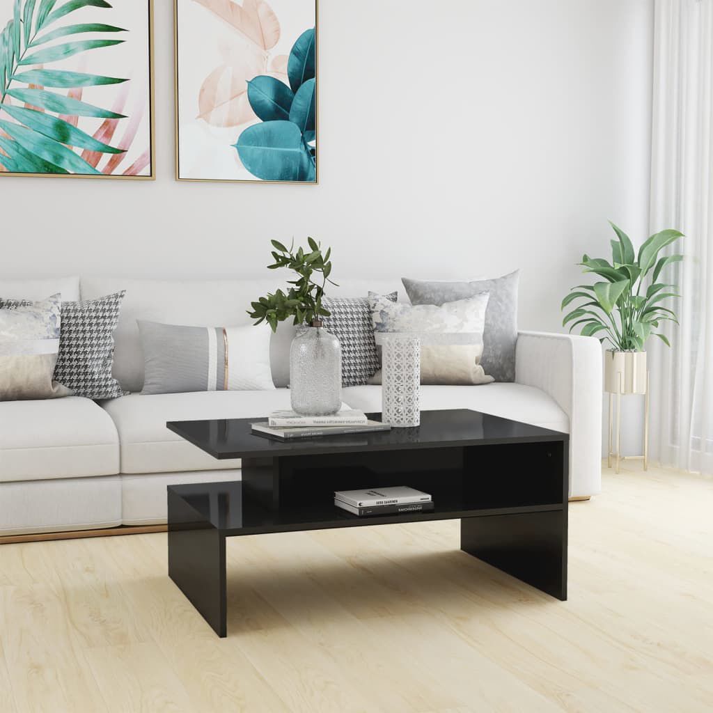 vidaXL Τραπεζάκι Σαλονιού Γυαλιστερό Γκρι 90x60x42,5 εκ. Μοριοσανίδα