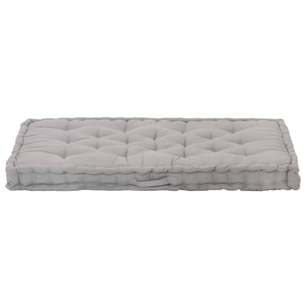 vidaXL Μαξιλάρα Δαπέδου / Παλέτας Γκρι 120 x 80 x 10 εκ. Βαμβακερή