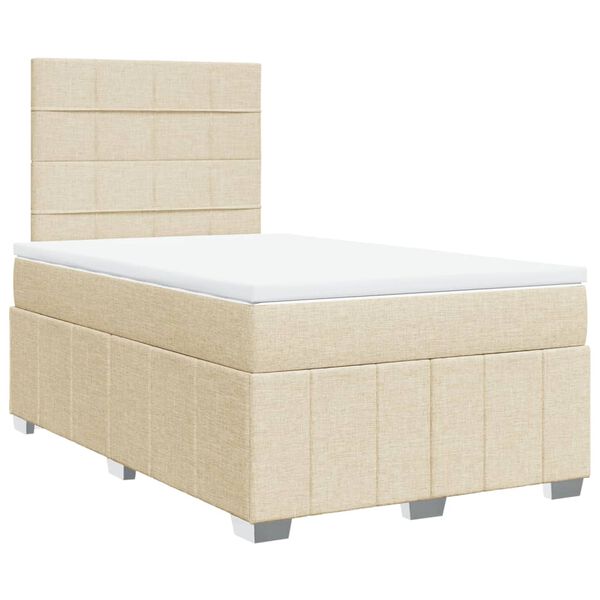 vidaXL Κρεβάτι Boxspring με Στρώμα Κρεμ 120x190 εκ. Υφασμάτινο