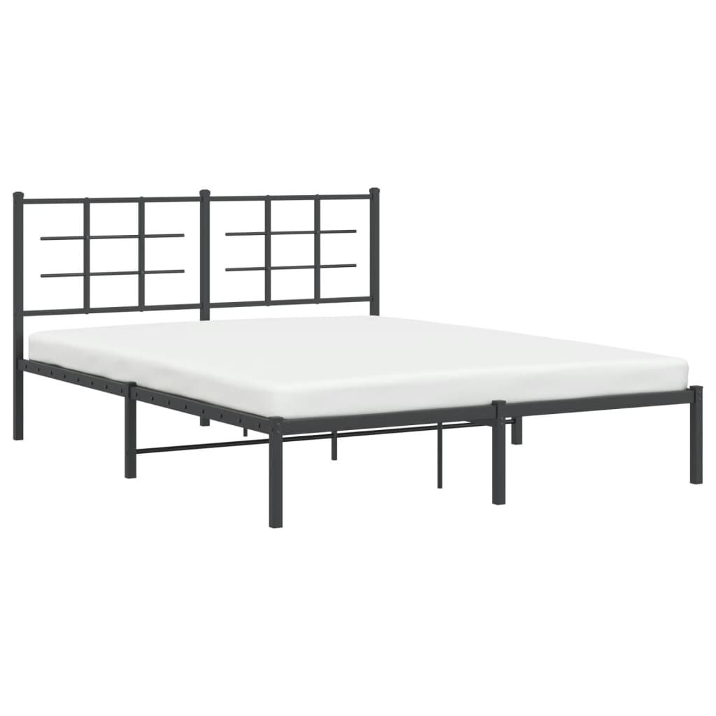 vidaXL Πλαίσιο Κρεβατιού με Κεφαλάρι Μαύρο 150 x 200 εκ. Μεταλλικό