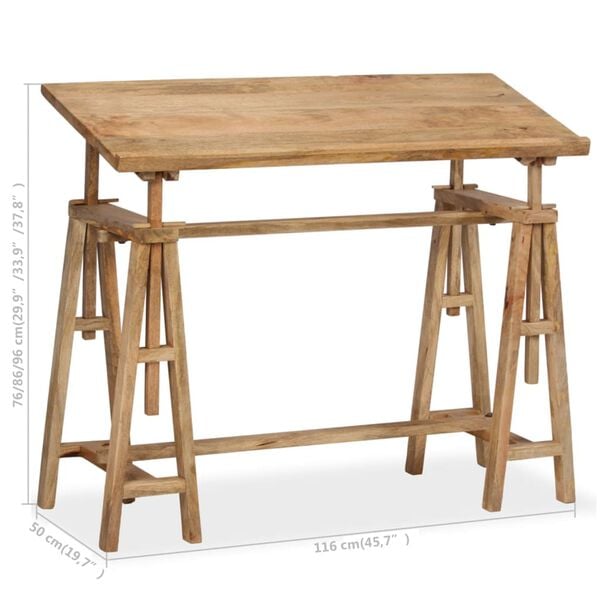 vidaXL Γραφείο Σχεδιαστήριο 116 x 50 x 76 εκ. από Μασίφ Ξύλο Μάνγκο