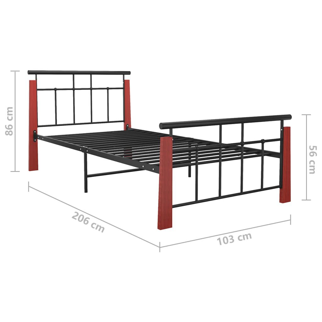 vidaXL Πλαίσιο Κρεβατιού 90 x 200 εκ. Μέταλλο & Μασίφ Ξύλο Δρυός