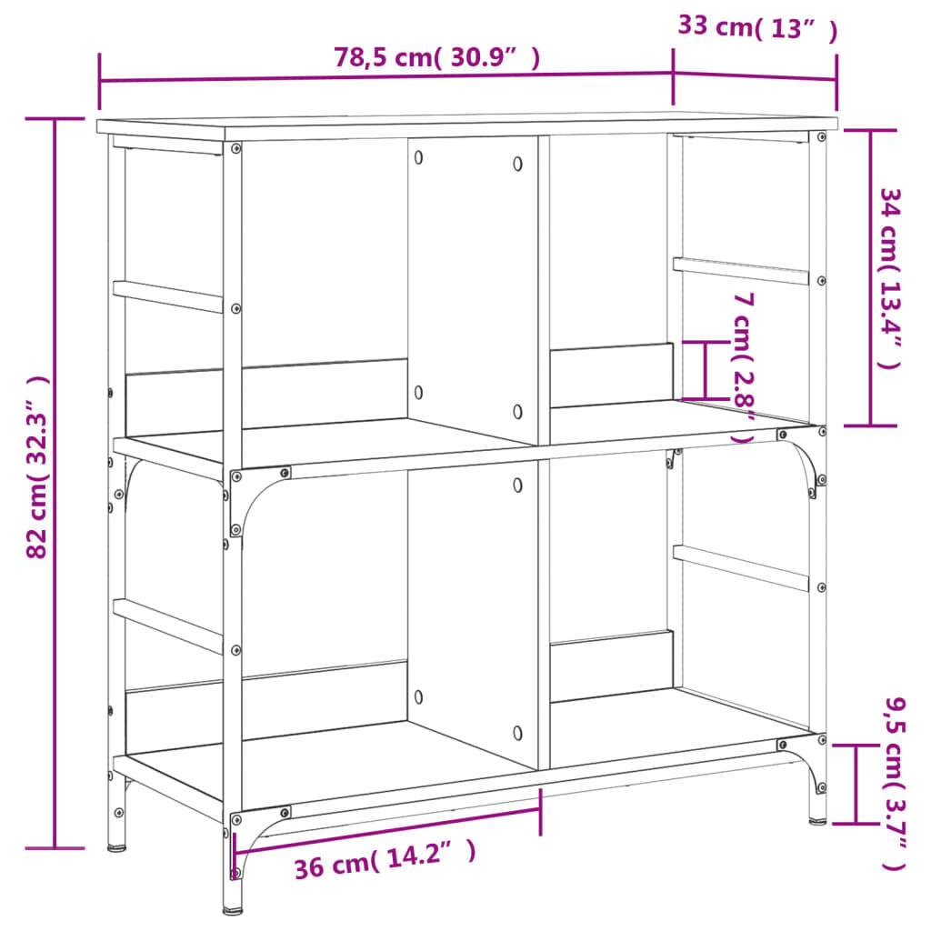 vidaXL Βιβλιοθήκη Sonoma Δρυς 78,5 x 33 x 82 εκ. Επεξεργασμένο Ξύλο