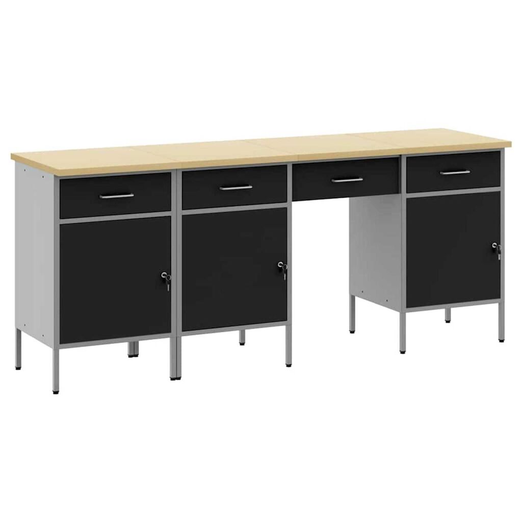 vidaXL Ντουλάπα Εργασίας με συρτάρι 4 pcs Μαύρο 200 x 55 x 85 εκ