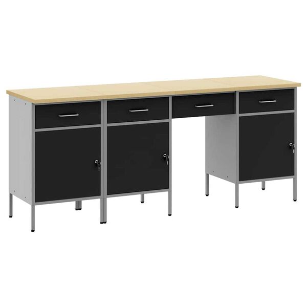 vidaXL Ντουλάπα Εργασίας με συρτάρι 4 pcs Μαύρο 200 x 55 x 85 εκ