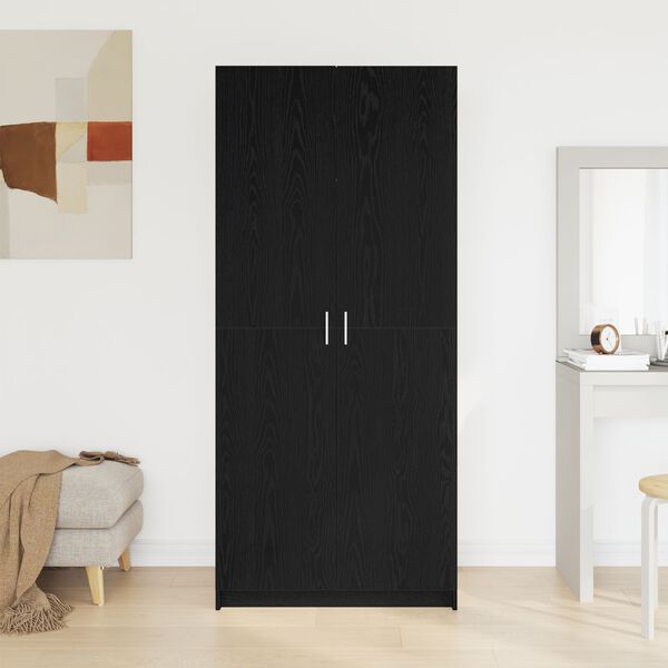 vidaXL Ντουλάπι με πόρτα Μαύρο 80 x 51 x 180 εκ Επεξεργασμένο ξύλο