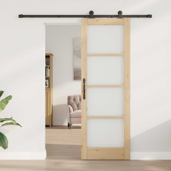 vidaXL Συρόμενη Πόρτα ORKDAL Καφέ 73.5 x 211 εκ Ξύλο και μέταλλο