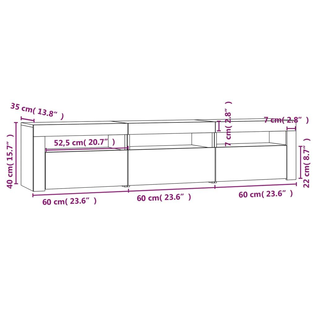vidaXL Έπιπλο Τηλεόρασης με LED Sonoma Δρυς 180x35x40 εκ.