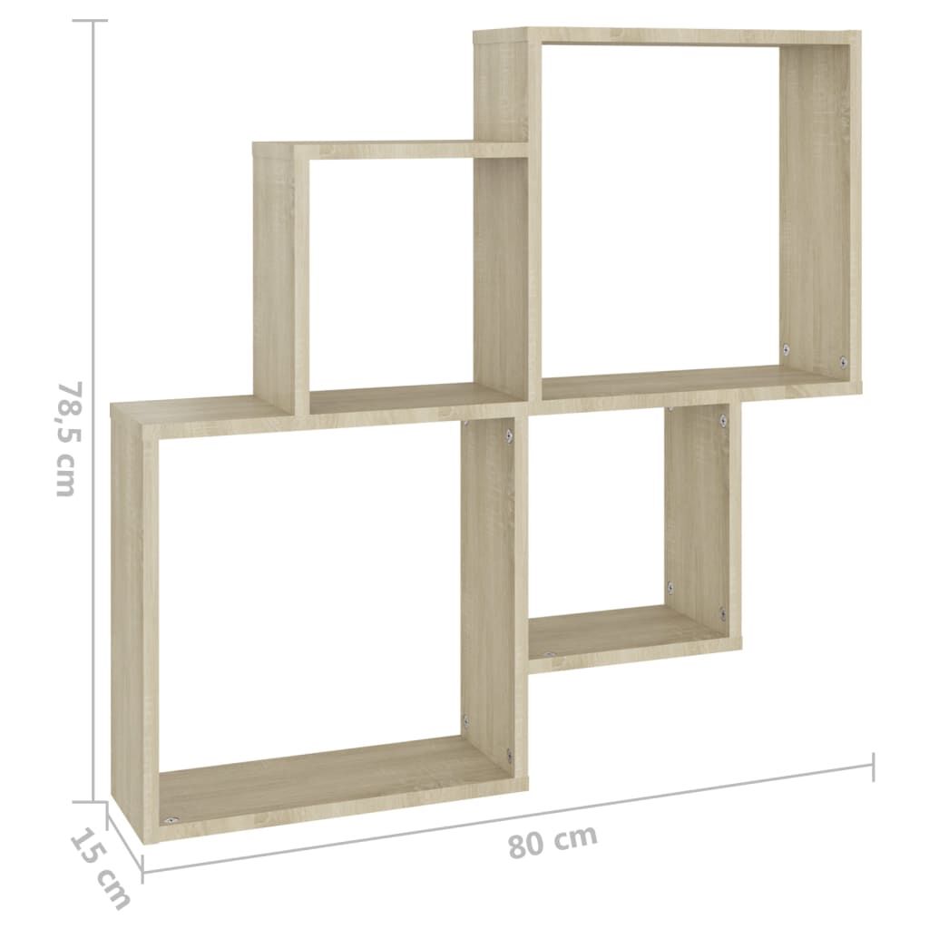 vidaXL Ράφι Κύβος Τοίχου Sonoma Δρυς 80 x 15 x 78,5 εκ. από Επεξ. Ξύλο