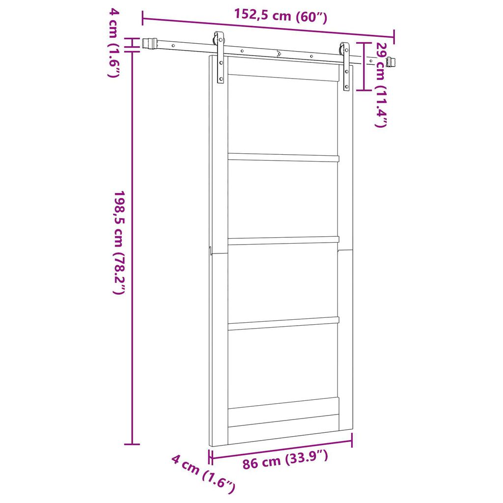 vidaXL Συρόμενη Πόρτα ORKDAL Καφέ 86 x 198.5 cm Ξύλο και μέταλλο