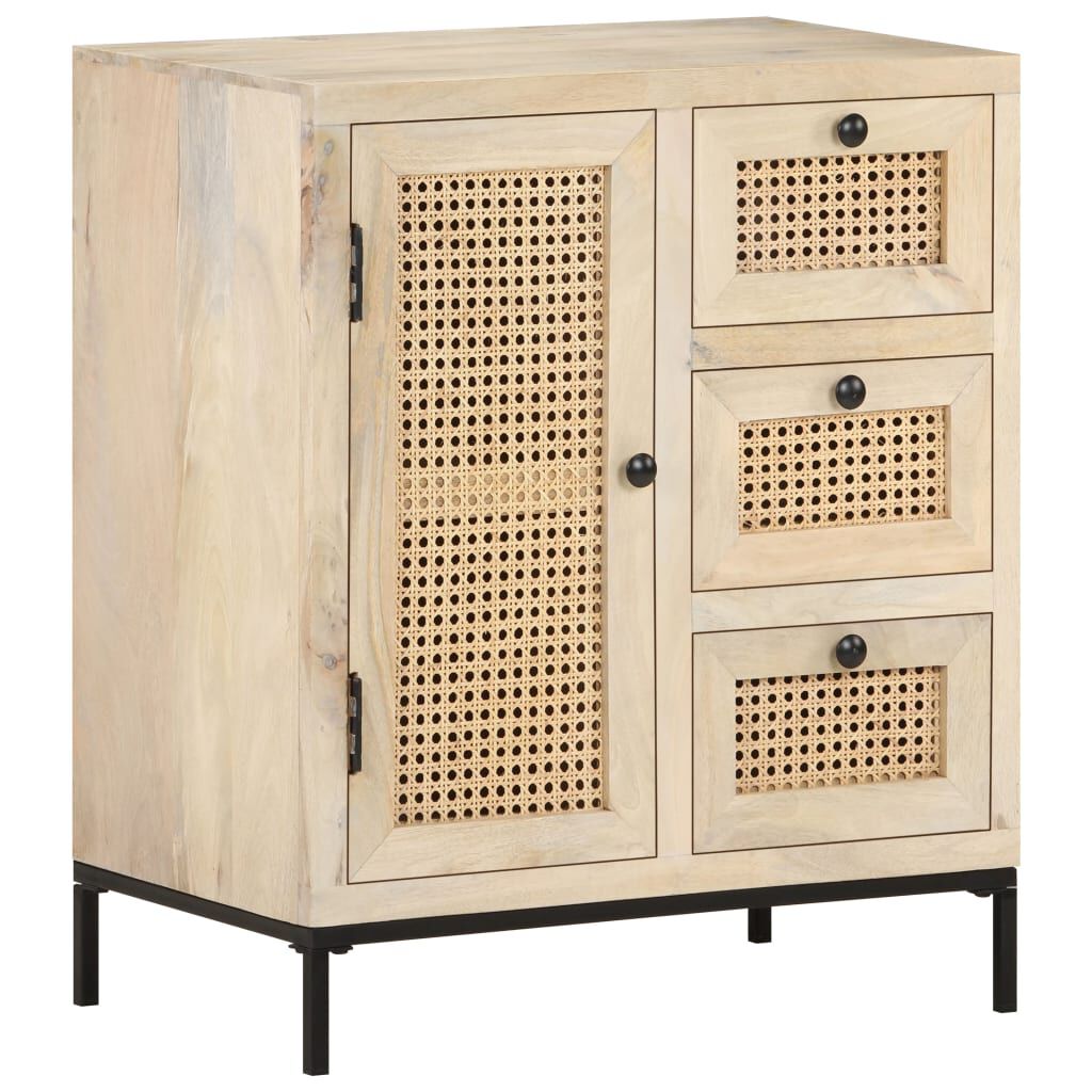 vidaXL Ντουλάπι 60x35x70 εκ. Μασίφ Ξύλο Μάνγκο και Φυσικό Ζαχαροκάλαμο