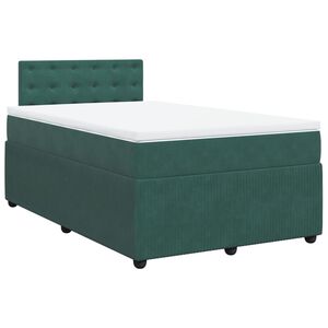 vidaXL Κρεβάτι Boxspring με Στρώμα Σκούρο Πράσινο 120x200εκ. Βελούδινο
