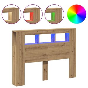 vidaXL LED κεφαλάρι Artisan Oak 140x18,5x103,5 cm Κατασκευασμένο ξύλο