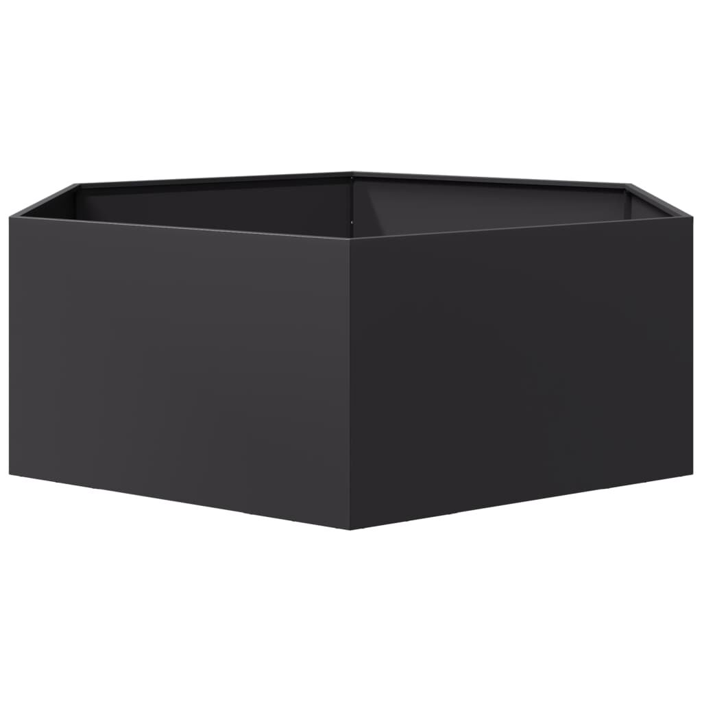 vidaXL Ζαρντινιέρα Κήπου Εξάγωνη Μαύρη 138x120x45 εκ. Ατσάλι