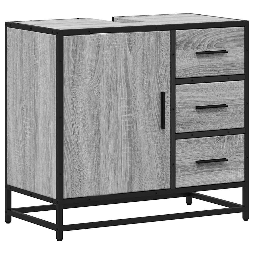 vidaXL Ντουλάπι νιπτήρα μπάνιου γκρι Sonoma 65x33x60 cm