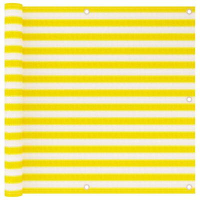 vidaXL Διαχωριστικό Βεράντας Κίτρινο / Λευκό 90 x 500 εκ. από HDPE
