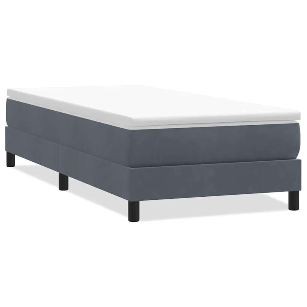 vidaXL Box Spring Κρεβάτι χωρίς στρώμα Σκούρο γκρι 90x210 cm Βελούδινο