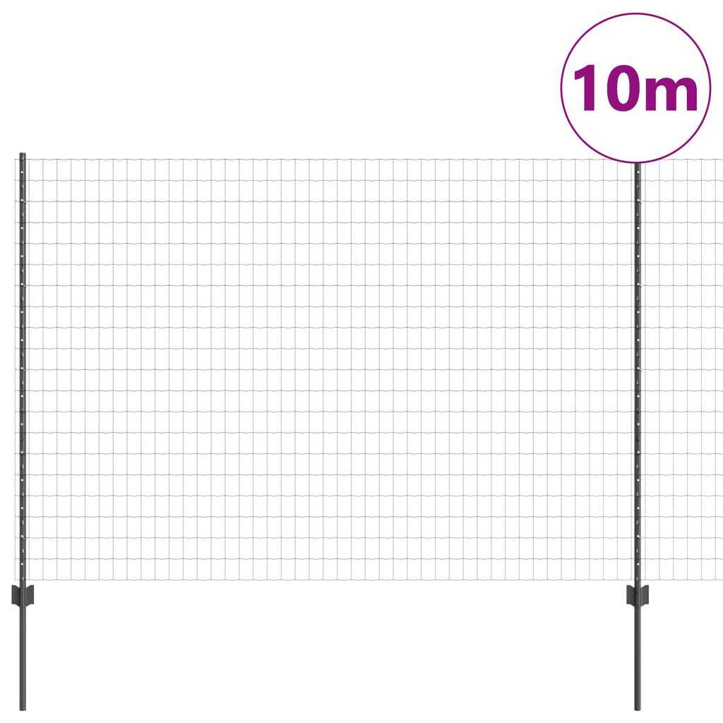 vidaXL Ευρωπαϊκή ΦENCE με 10 Στυλίες Γκρι 1,5x10 μ. Ατσάλι