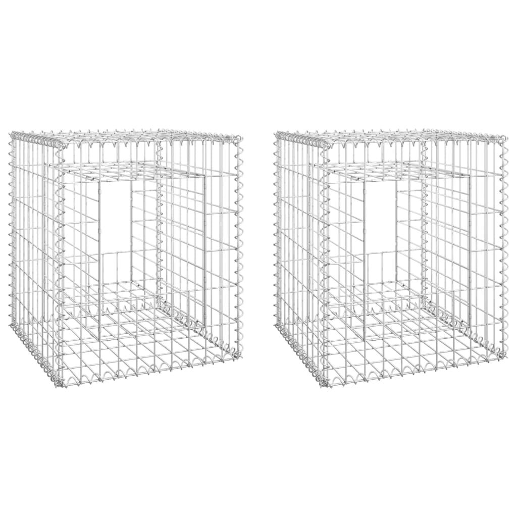 vidaXL Συρματοκιβώτια Στύλοι 2 τεμ. 50 x 50 x 60 εκ. Σιδερένιοι