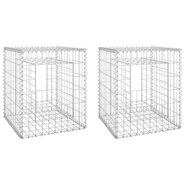 vidaXL Συρματοκιβώτια Στύλοι 2 τεμ. 50 x 50 x 60 εκ. Σιδερένιοι