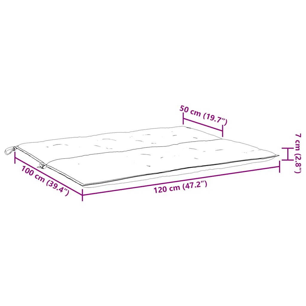 vidaXL Μαξιλάρι Πάγκου Κήπου Γκρι 120x(50+50)x7 εκ. Ύφασμα Oxford