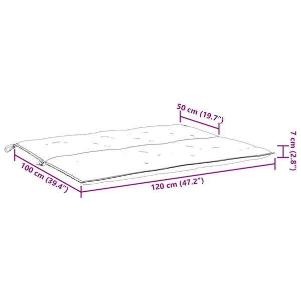 vidaXL Μαξιλάρι Πάγκου Κήπου Γκρι 120x(50+50)x7 εκ. Ύφασμα Oxford