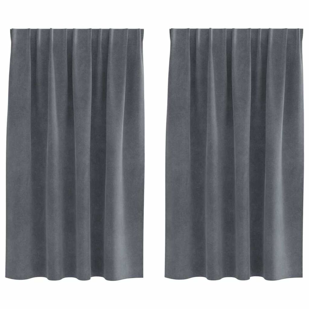 vidaXL Κουρτίνες με κουρτίνες 2 pcs Ανοιχτό γκρι 140 x 140 cm Βελούδο