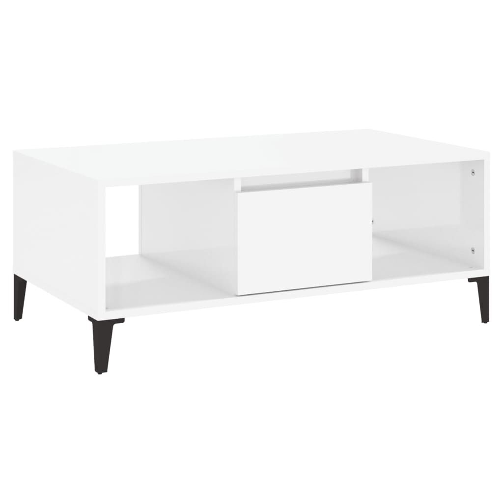 vidaXL Τραπεζάκι Σαλονιού Γυαλ. Λευκό 90x50x36,5 εκ. Επεξεργ. Ξύλο