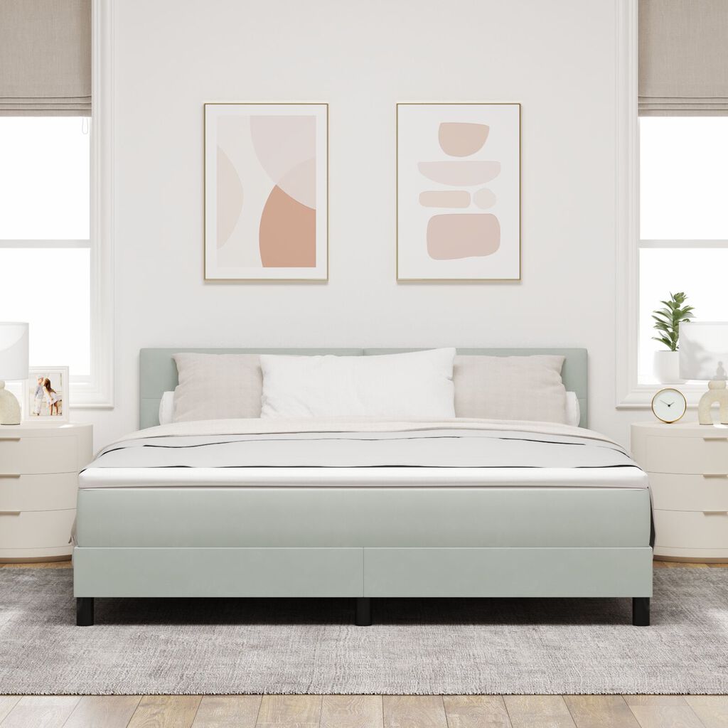 Κρεβάτι Box Spring με Στρώμα vidaXL Γκρι Ανοιχτό Σούπερ Κάτω από Βελούδο