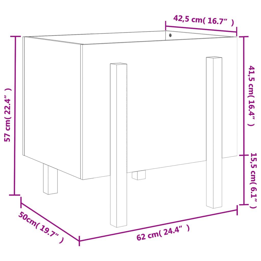 vidaXL Ζαρντινιέρα Γκρι 62x50x57 εκ. από Μασίφ Ξύλο Πεύκου