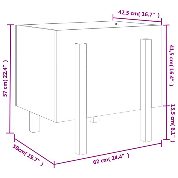 vidaXL Ζαρντινιέρα Γκρι 62x50x57 εκ. από Μασίφ Ξύλο Πεύκου