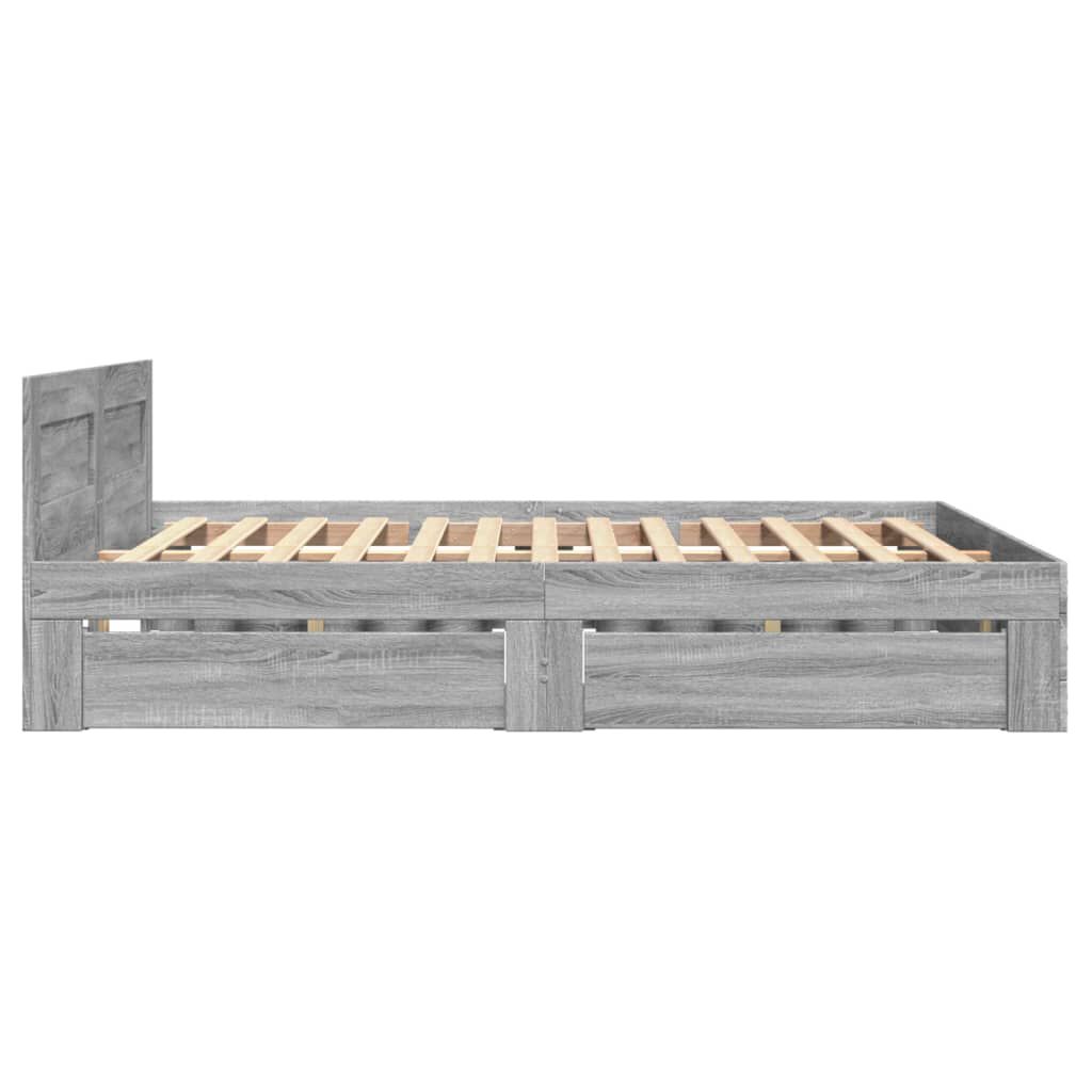 vidaXL Πλαίσιο Κρεβατιού με Κεφαλάρι Γκρι Sonoma 140x190εκ. Επεξ. Ξύλο