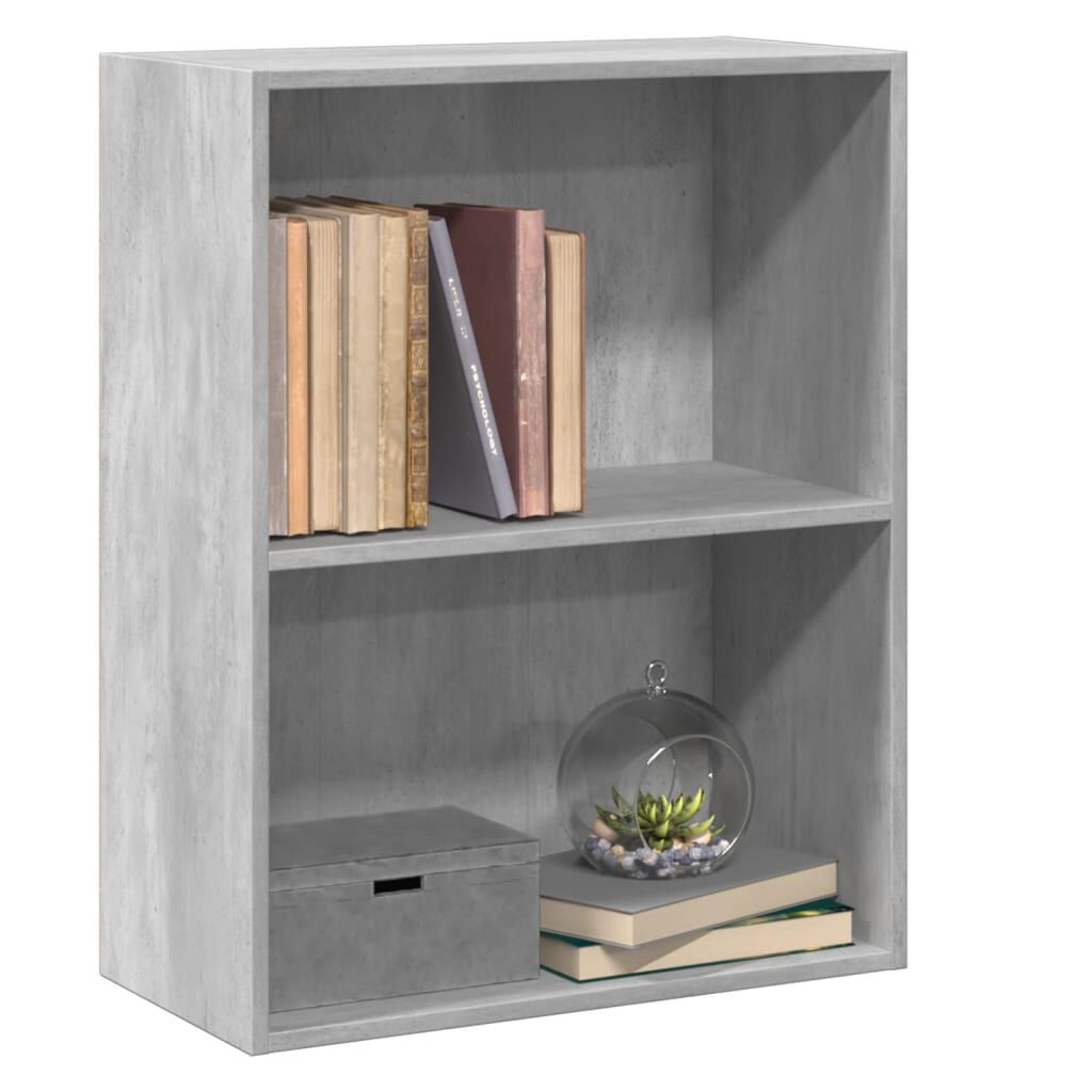 vidaXL Βιβλιοθήκη με 2 Ράφια Γκρι Σκυροδεμ. 60x30x76,5 εκ. Μοριοσανίδα