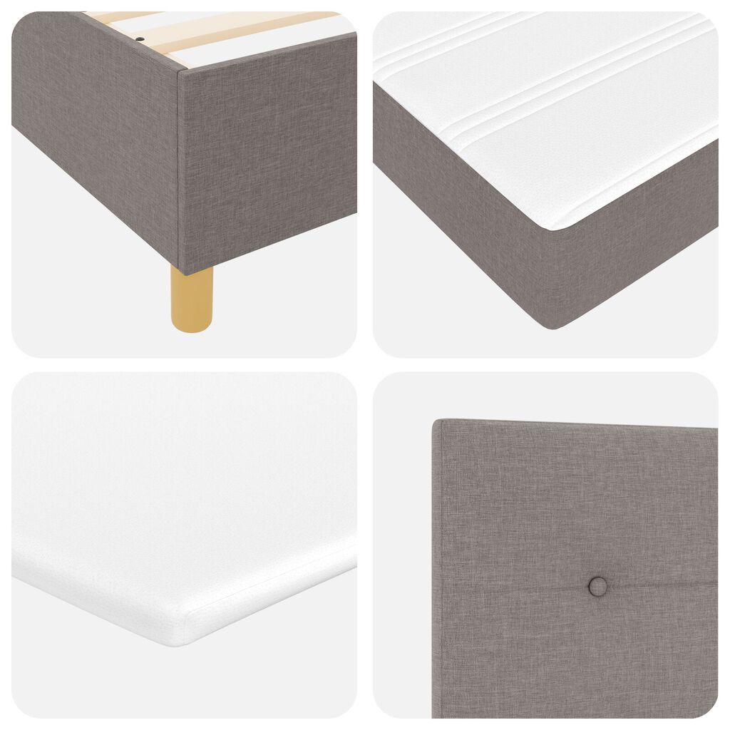 κρεβάτι Box Spring με στρώμα και πάγκο vidaXL Ταπέτο 90x190 εκ. Υφάσματος