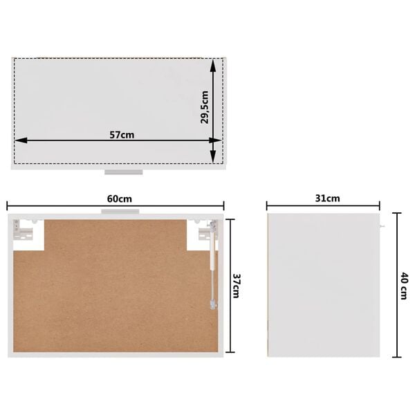 vidaXL Ντουλάπι Κρεμαστό Lyon Γυαλιστερό Λευκό 60x31x40εκ. από