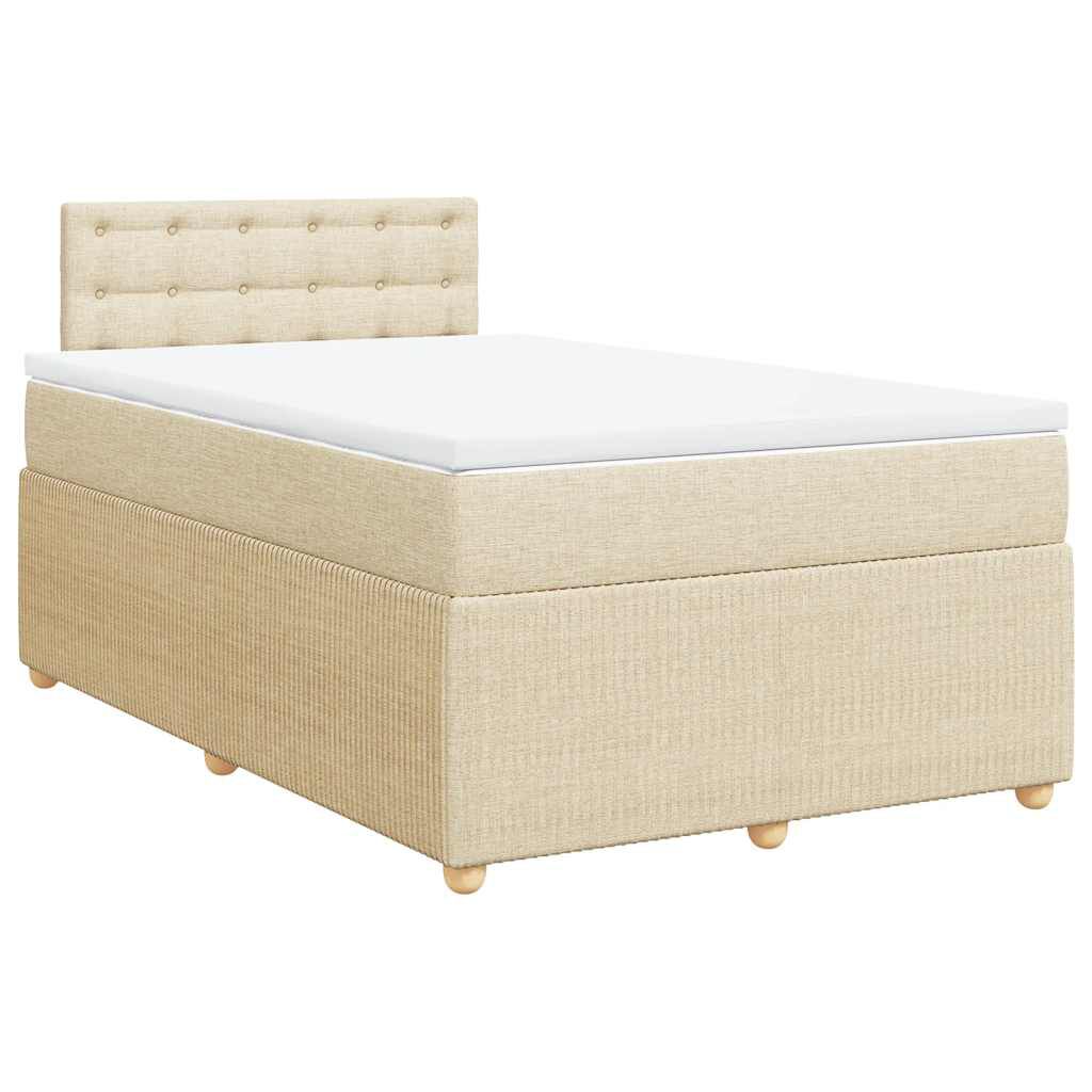 vidaXL Κρεβάτι Boxspring με Στρώμα Κρεμ 120x190 εκ. Υφασμάτινο