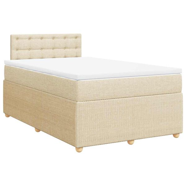 vidaXL Κρεβάτι Boxspring με Στρώμα Κρεμ 120x190 εκ. Υφασμάτινο