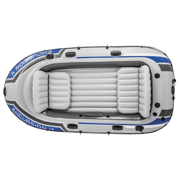 Intex Σετ Βάρκα Φουσκωτή Excursion 4 με Εξωλέμβια Μηχανή και Βάση