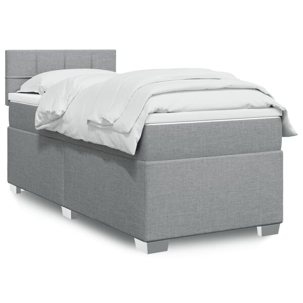 vidaXL Κρεβάτι Boxspring με Στρώμα Ανοιχτό Γκρι 80x200 εκ. Υφασμάτινο