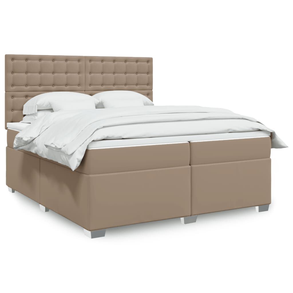 vidaXL Κρεβάτι Boxspring με Στρώμα Καπουτσίνο 200x200εκ.από Συνθ.Δέρμα