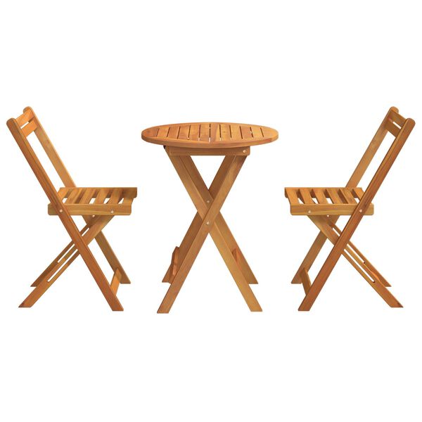 vidaXL Σετ Μπιστρό Κήπου με μαξιλάρι 3 pcs Καφέ Μασίφ ξύλο ακακίας