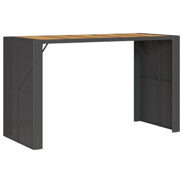 vidaXL Τραπέζι Μπαρ Κήπου Επιφ. Ακακίας Μαύρο 185x80x110εκ Συνθ. Ρατάν