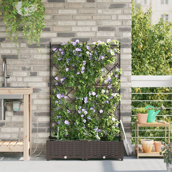 vidaXL Ζαρντινιέρες κήπου Καφέ 80 x 40 x 126 cm Ατσάλι
