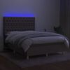 vidaXL &Kappa;&rho;&epsilon;&beta;ά&tau;&iota; Boxspring &mu;&epsilon; &Sigma;&tau;&rho;ώ&mu;&alpha; & LED Taupe 140x200 &epsilon;&kappa;. &Upsilon;&phi;&alpha;&sigma;&mu;ά&tau;&iota;&nu;&omicron;