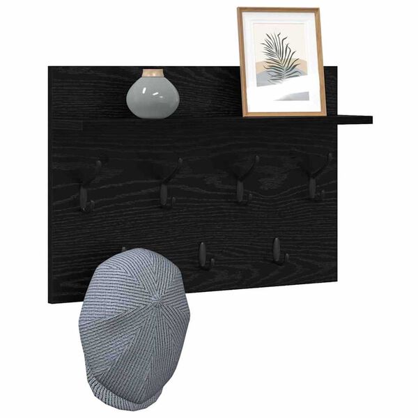 vidaXL Τοίχου Κρεμάστρα Μαύρη δρυς 60 x 40 x 12 cm Επεξεργασμένο ξύλο