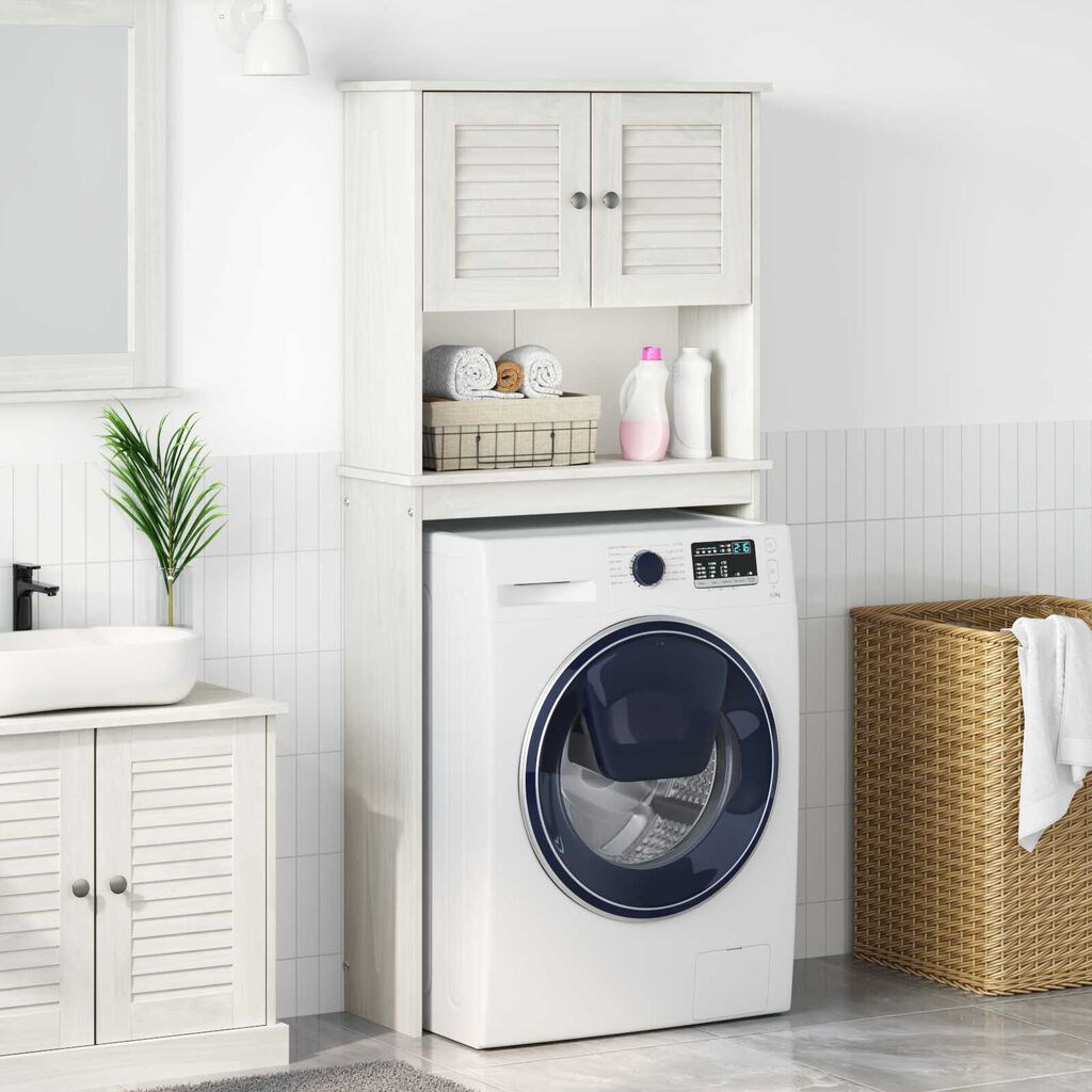 vidaXL Ντουλάπα Πλυντηρίου Λευκό 72.5 x 27 x 161 εκ Μασίφ ξύλο πεύκου