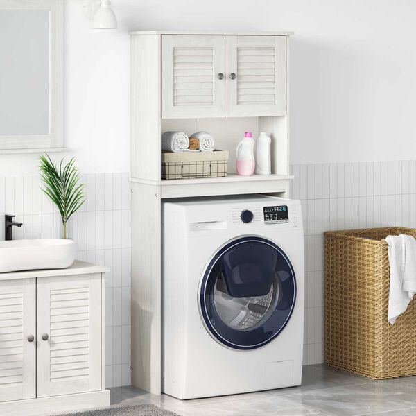 vidaXL Ντουλάπα Πλυντηρίου Λευκό 72.5 x 27 x 161 εκ Μασίφ ξύλο πεύκου